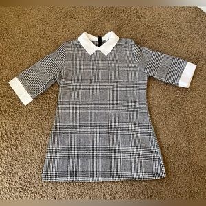NWOT~Black & White Houndstooth 1960’s Inspired Mod Mini Dress, Dagger Collar, XL